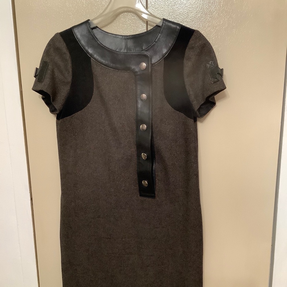 Gucci Crew Neck Mid Wool With Leather Dress​​​​​​​ - Picture 2 of 16